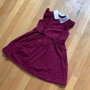 Burgundy Eyelet Peplum Dress